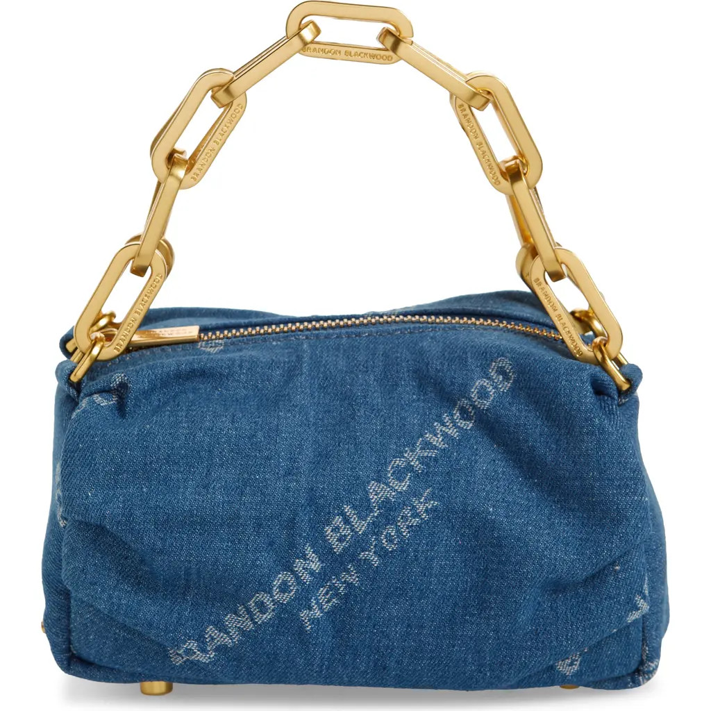 Brandon Blackwood Mini Valentina Top Handle Bag in Denim Logo at Nordstrom | Nordstrom