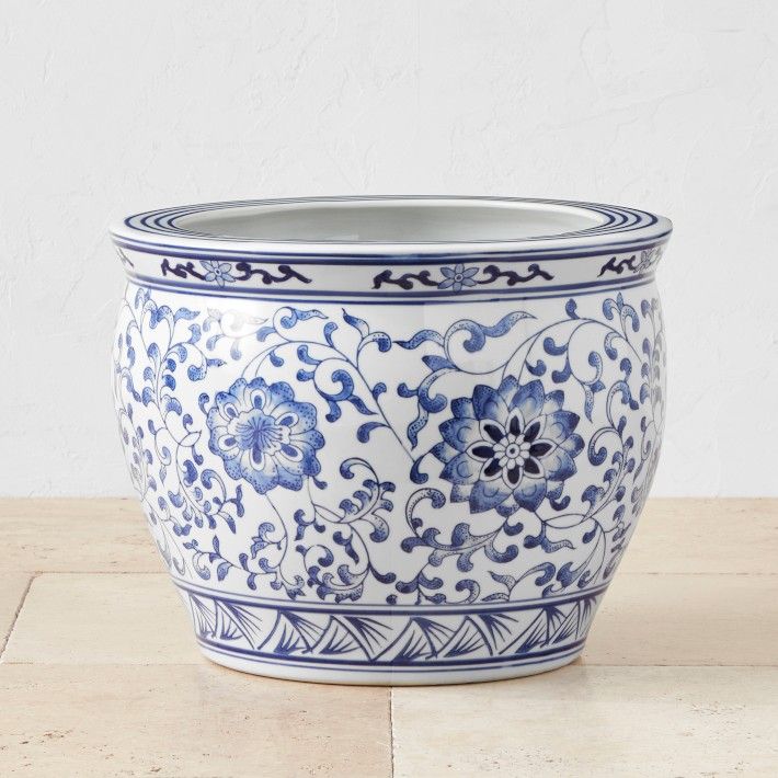 Blue & White Ceramic Planter, Extra Large | Williams-Sonoma