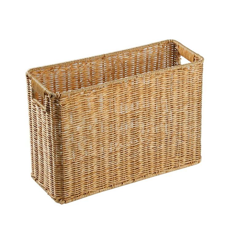 FRCOLOR Basket Magazine Storage Baskets Holder Wicker Woven Rattan Rack Organizer Book Document S... | Walmart (US)