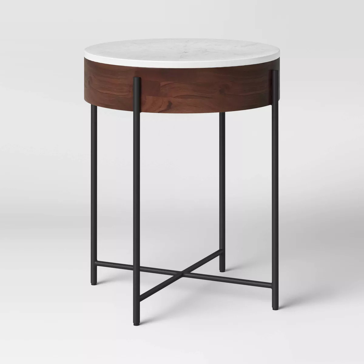 Birkdale Round Marble/Wood End Table White - Threshold™: Elegant Accent Furniture, No Assembly ... | Target