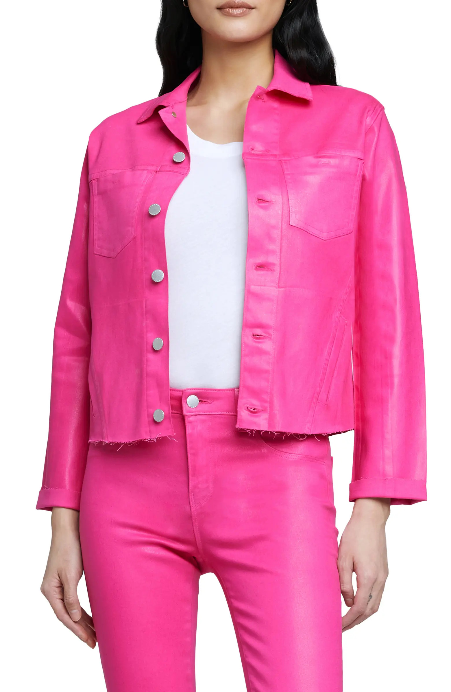 L'AGENCE Janelle Slim Fit Raw Hem Jacket | Nordstrom | Nordstrom