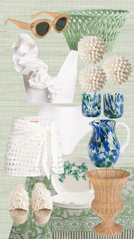 Spring Favorites! 

The BEST two piece bikini and eyelet wrap, adore this pitcher and glassware, cute wicker rattan basket and this tablecloth! 

Swimsuit, beach, spring break, vacation, resort, rattan vase, preppy, grandmillennial, grass cloth wallpaper, shell balls, sunglasses, melamine plates, block print tablecloth, H&M, Saks finds, amazon finds

#LTKswim #LTKtravel