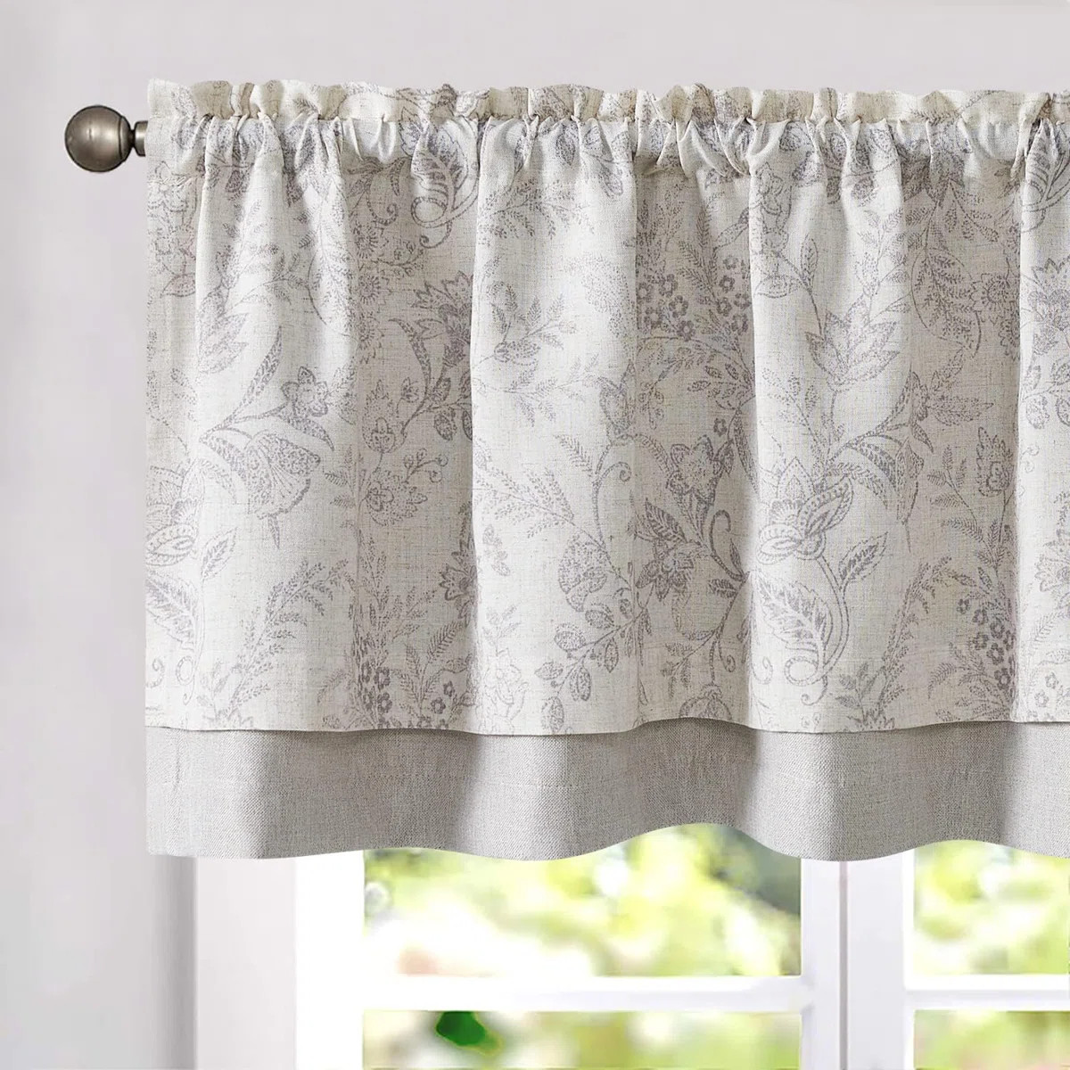 Linen Floral Valance Curtain Farmhouse Double Layer Valance | Wayfair North America