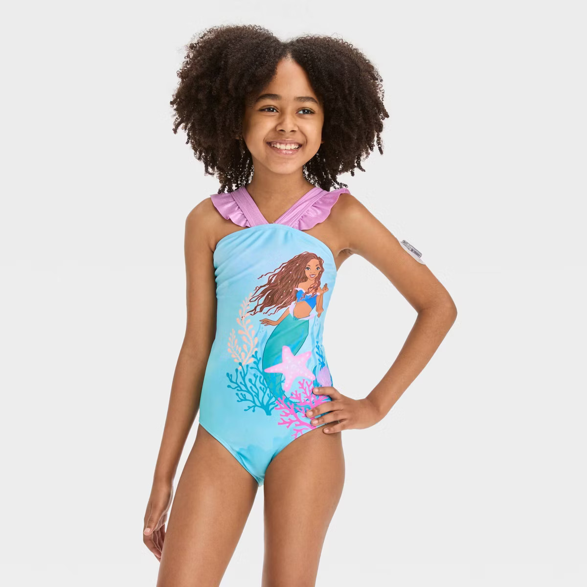 Girls' The Little Mermaid Fictitious Character One Piece Swimsuit Blue | Target