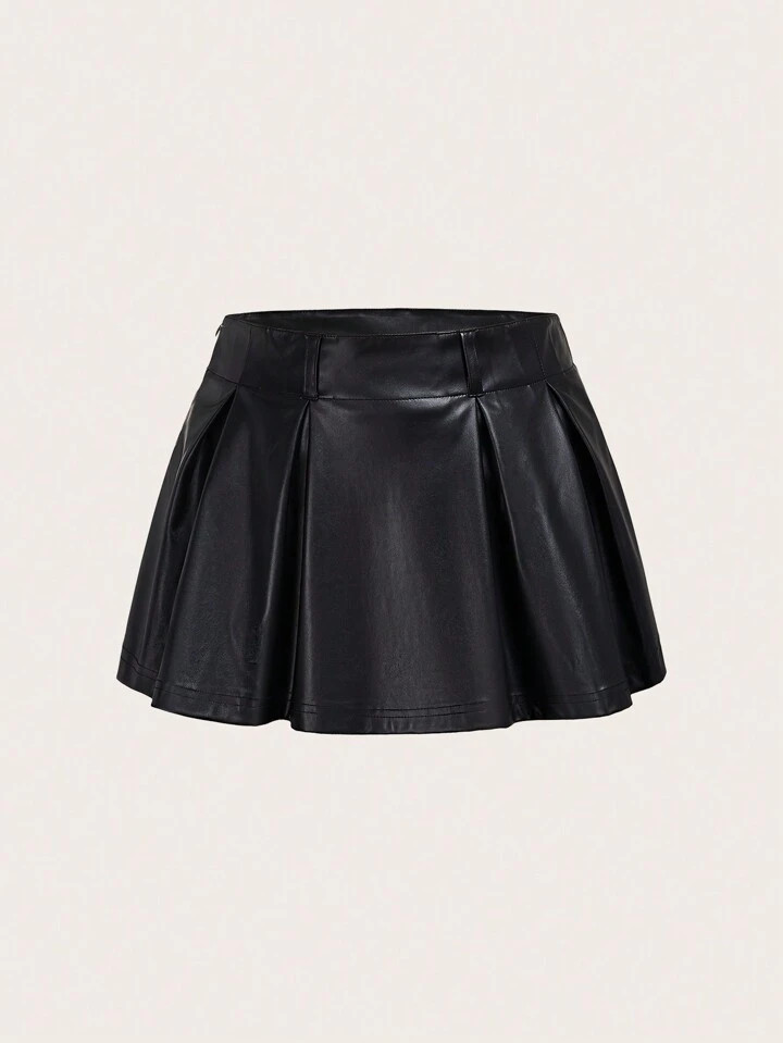 SHEIN Coolane Halloween Zipper Side PU Leather Flare Skirt | SHEIN