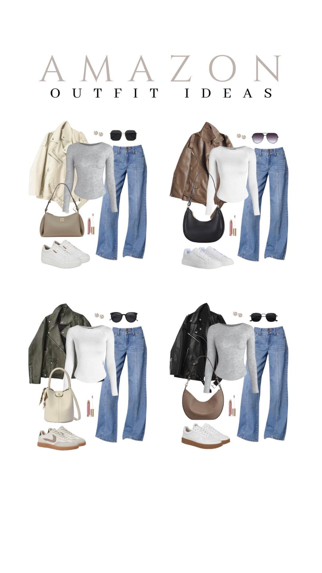 Cute, cozy, and ready for anything in my faux leather jacket, basic tee, and wide leg jeans!
neutral sneakers, studded earrings set,  beauty finds, affordable fashion, trendy look, viral products, casual outfit idea, how to style, ways to style, spring style, amazon fashion, affordable style, spring outfit idea

#LTKU #LTKSeasonal #LTKootd