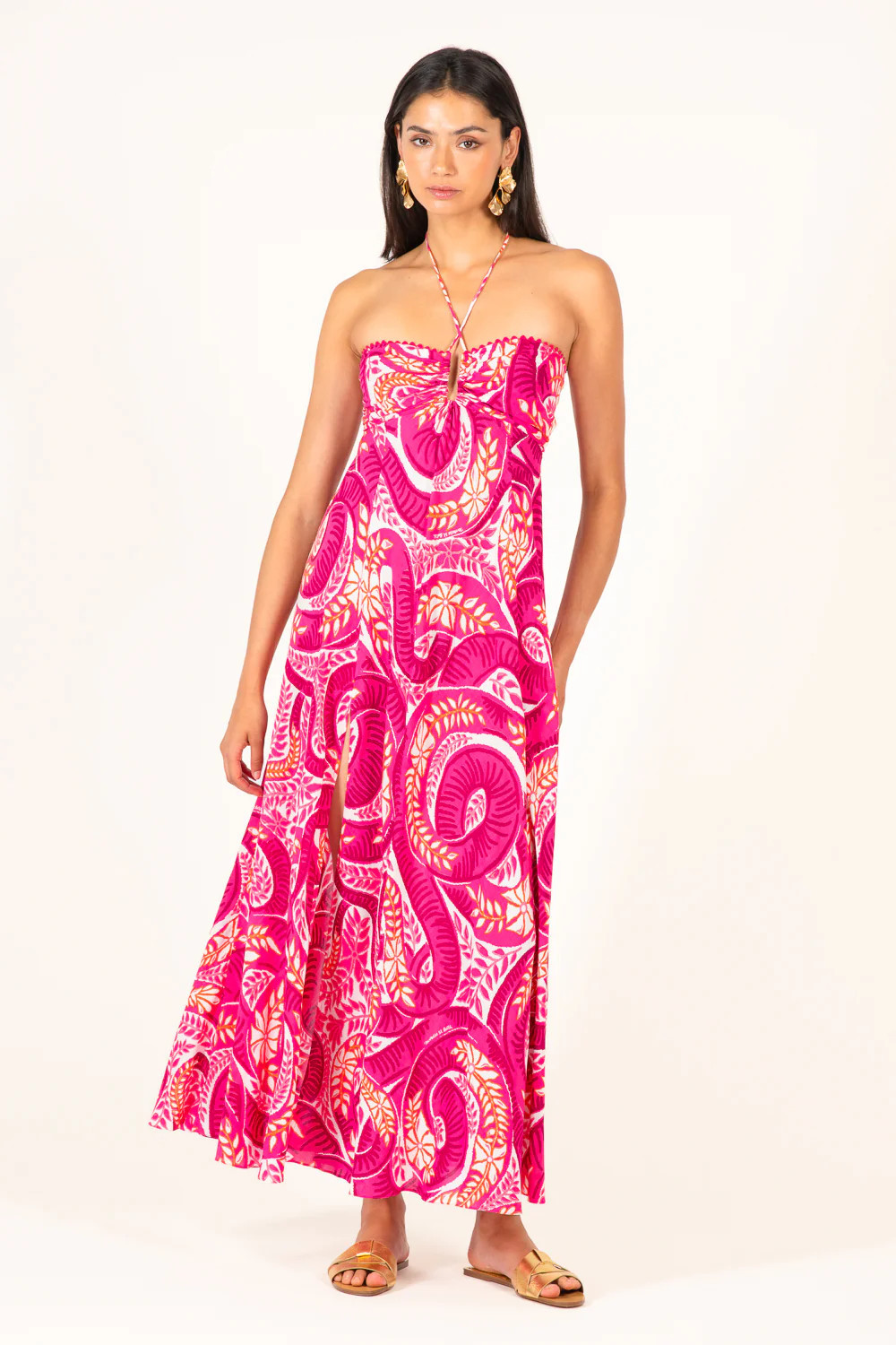 Long Dress Carla - Pink Holy Snake | Poupette St Barth