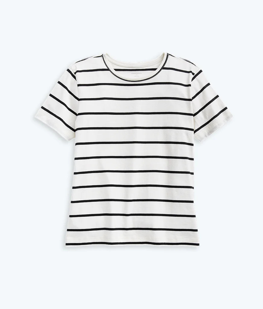 The Luxe Pima Easy Tee - White Sand & Sea Urchin Stripe | SummerSalt