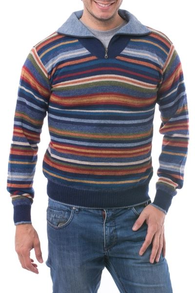 Men's 100% Alpaca Pullover Sweater with Turtleneck | NOVICA