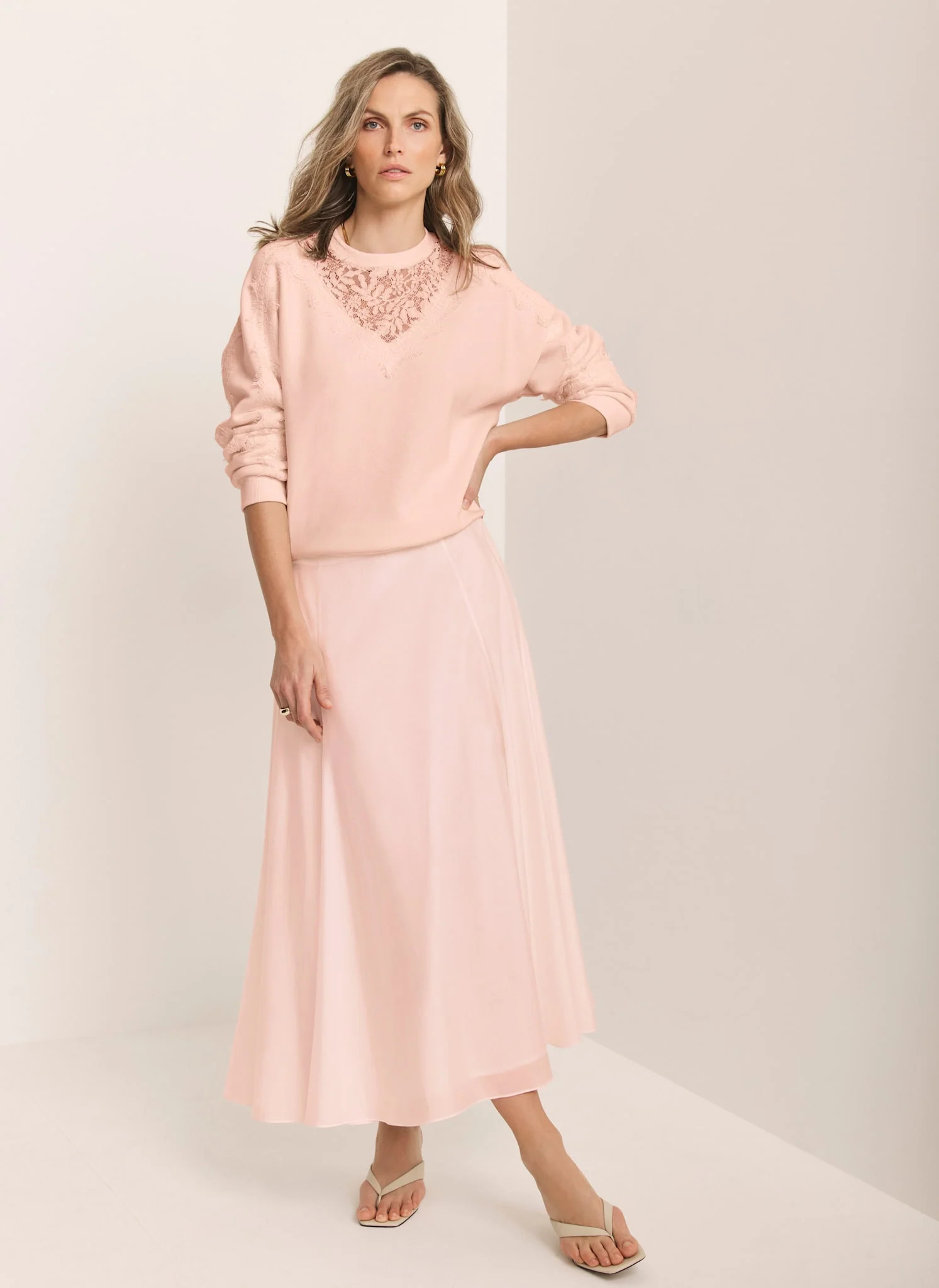 Pink A Line Midi Skirt | Mint Velvet