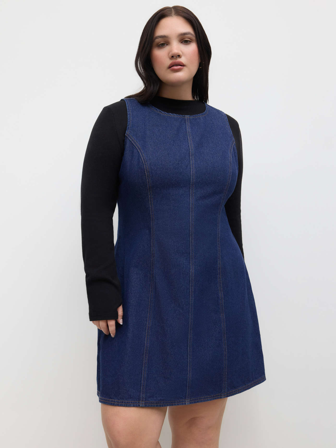 Denim Reißverschluss Minikleid Kurve & Plus | Cider