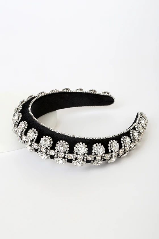 Regal Moments Black Velvet Rhinestone Headband | Lulus (US)