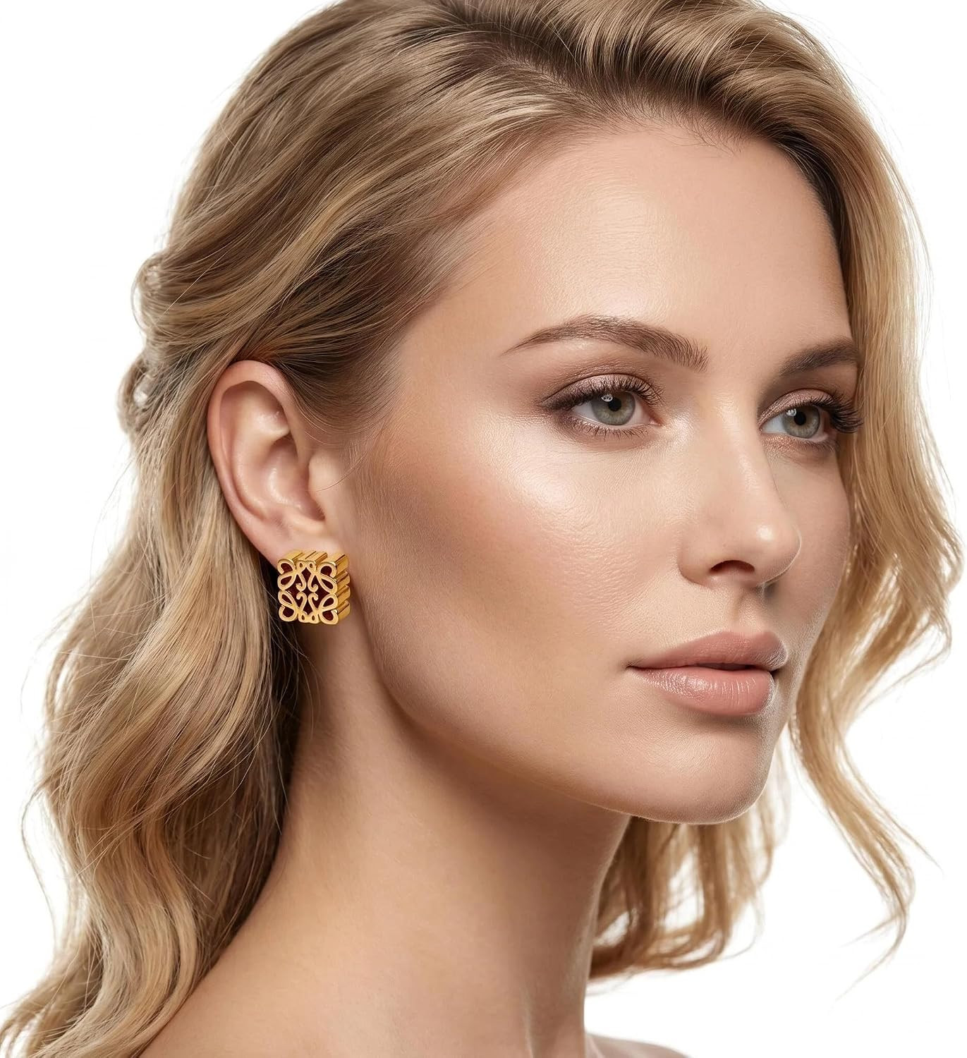 Gold Stud Earrings - 18K Gold Plated Earrings for Women - Gold Plated Jewelry | Amazon (US)