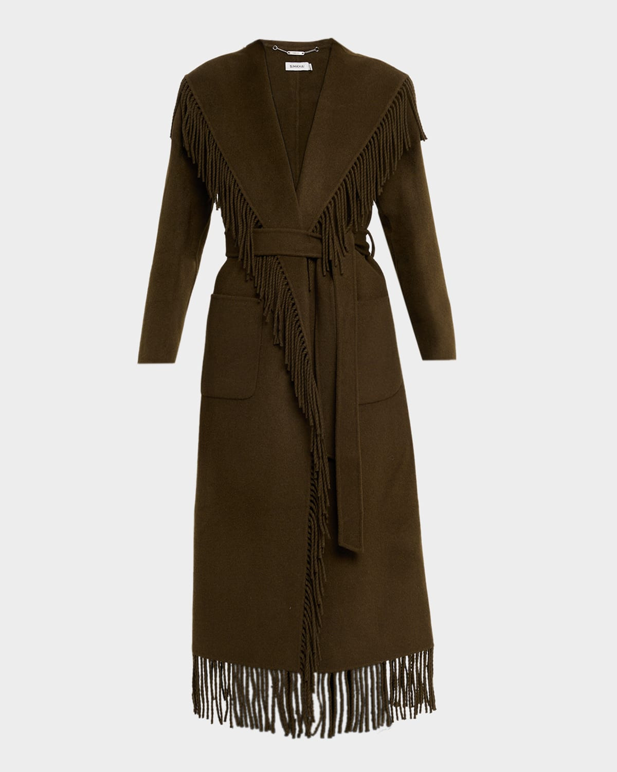 Carrie Fringe Wool Long Coat | Neiman Marcus