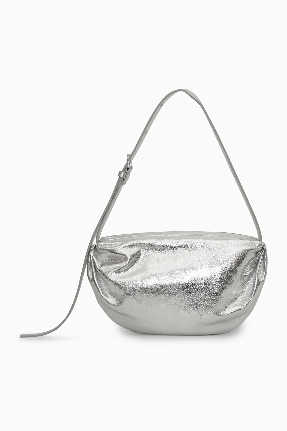 GATHERED LEATHER SHOULDER BAG - SILVER - COS | COS UK