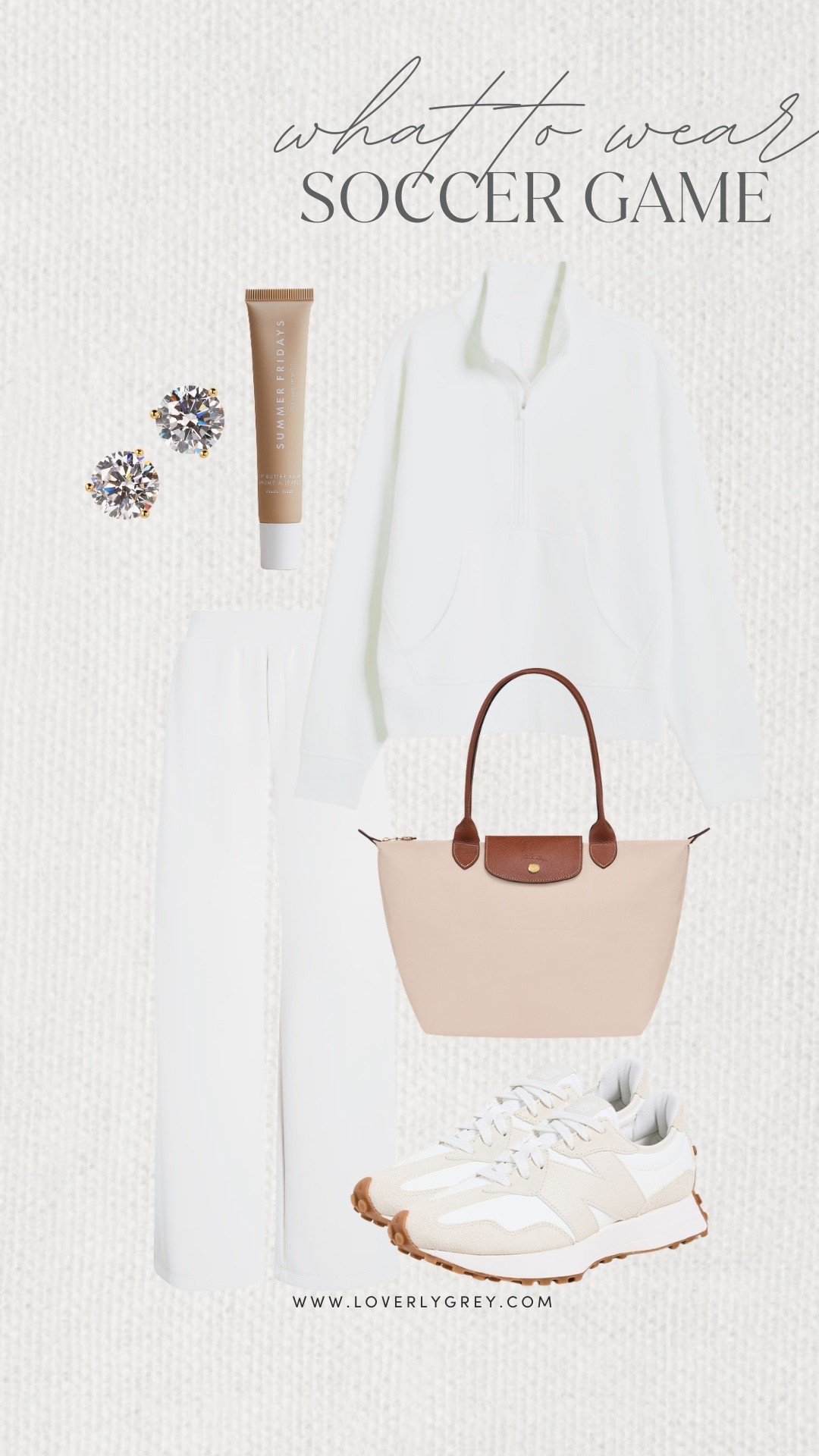 Loverly Grey, what to wear to a soccer game! This matching white set from Nordstrom is perfect to wear to a soccer game! Style the look with a long champ purse, stud earrings, and new balance sneakers. Loverly Grey, what to wear, soccer game

#LTKSeasonal #LTKootd #LTKgrwm