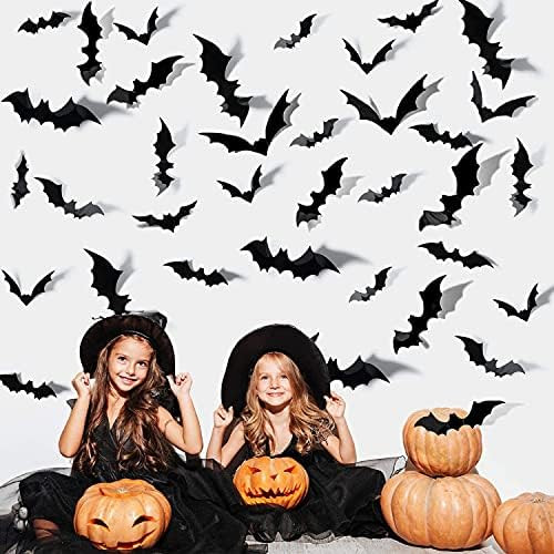 120Pcs Halloween Party Supplies 3D PVC Bats Wall Decoration Scary Stickers, Horror Realistic Bat ... | Amazon (US)