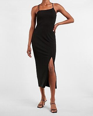 Asymmetrical Fitted Midi Dress | Express