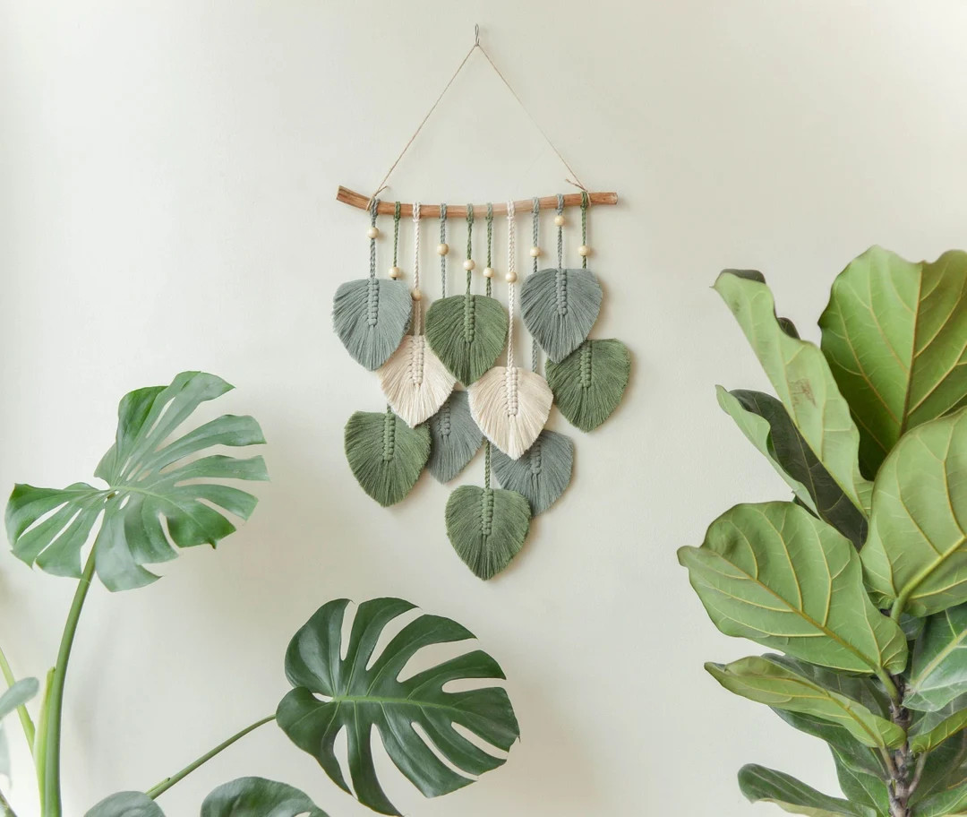 Safari Nursery Decor Green Leaves, Jungle Nursery Decor, Macrame Wall Hanging, Boho Nursery Decor... | Etsy (US)