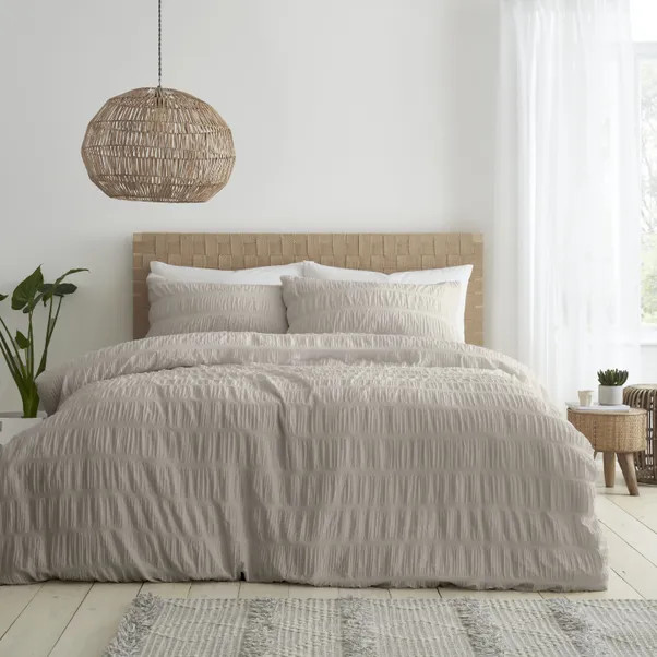 Catherine Lansfield Seersucker Reversible Duvet Cover & Pillowcase Set | Dunelm