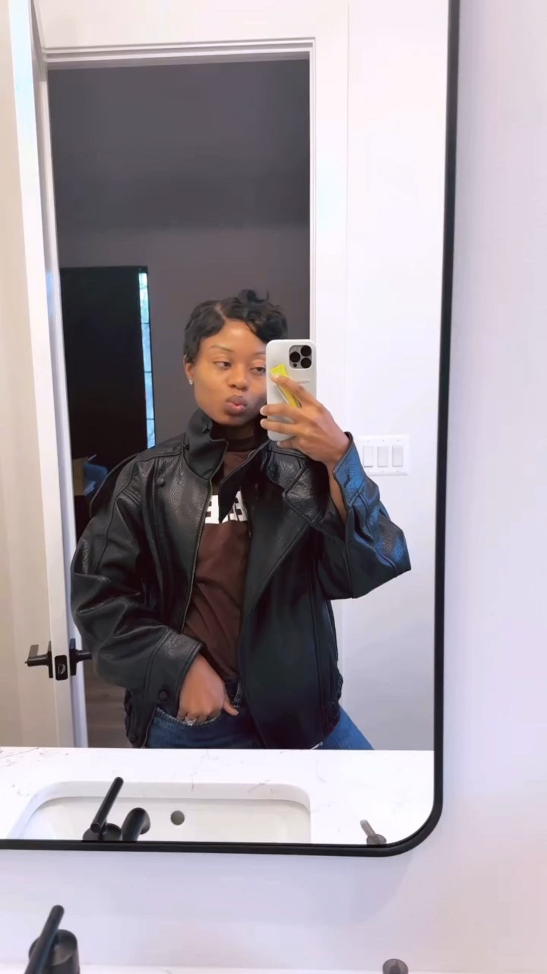 Faux leather jacket to get now 

#LTKSeasonal #LTKOver40