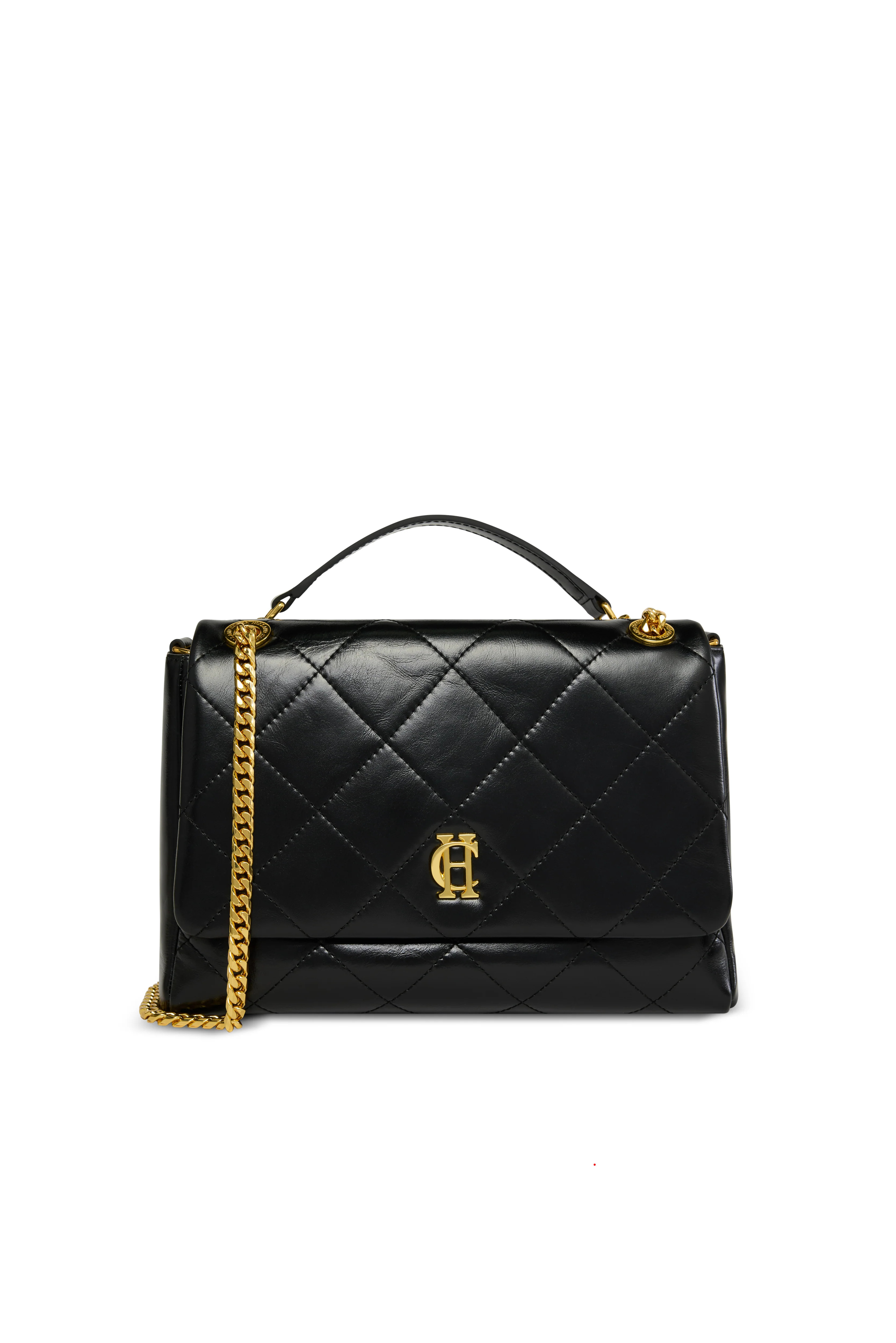 Milan Midi Shoulder Bag (Black Leather) | Holland Cooper