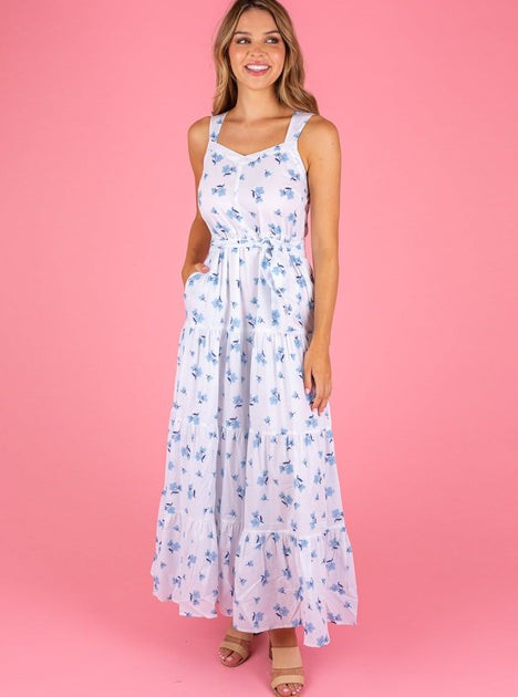 The Sara Maxi Dress | Small Bouquet Blue | Beau & Ro