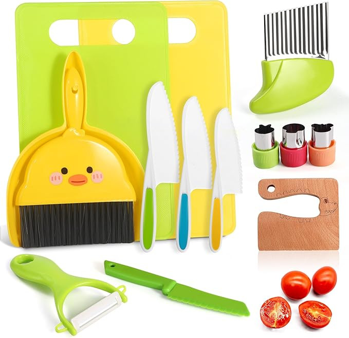 14PC Montessori Toy Safe Kitchen Knife Set for Toddler, Kids Knife Set for Real Cooking with Cutt... | Amazon (US)