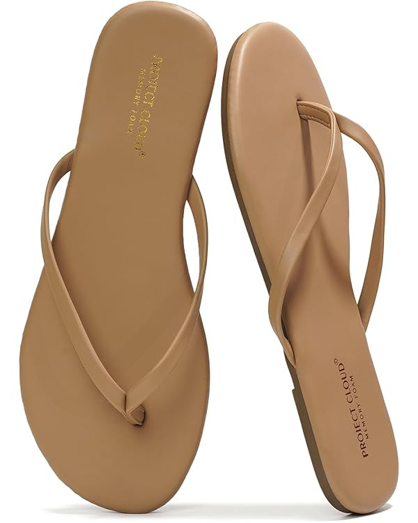 Project Cloud Flip Flops for Women Footwear - Memory Foam Flats Sandals for Women 2025 - Vegan Le... | Amazon (US)