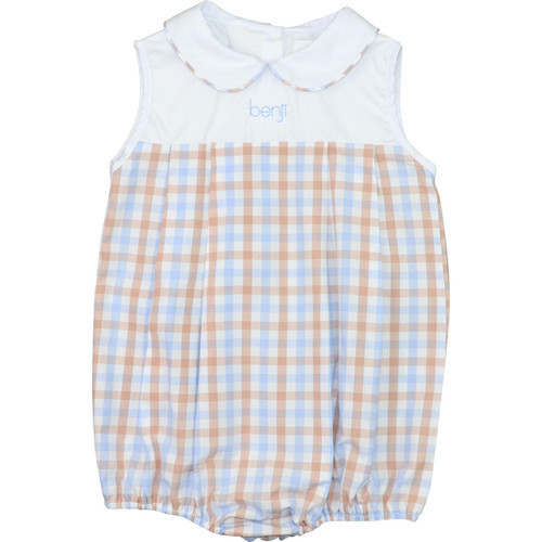 Khaki And Blue Check Bubble - Shipping Early March | Cecil and Lou