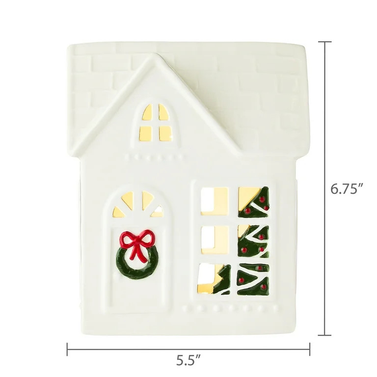 Light-Up LED Ceramic House Christmas Tabletop Decoration, White, 6.75", by Holiday Time | Walmart (US)