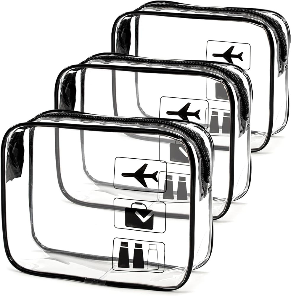 3 Packs Clear Travel Toiletry Bag, TSA Approved Liquids Bag with Zipper, Carry On Airport Airline... | Amazon (CA)