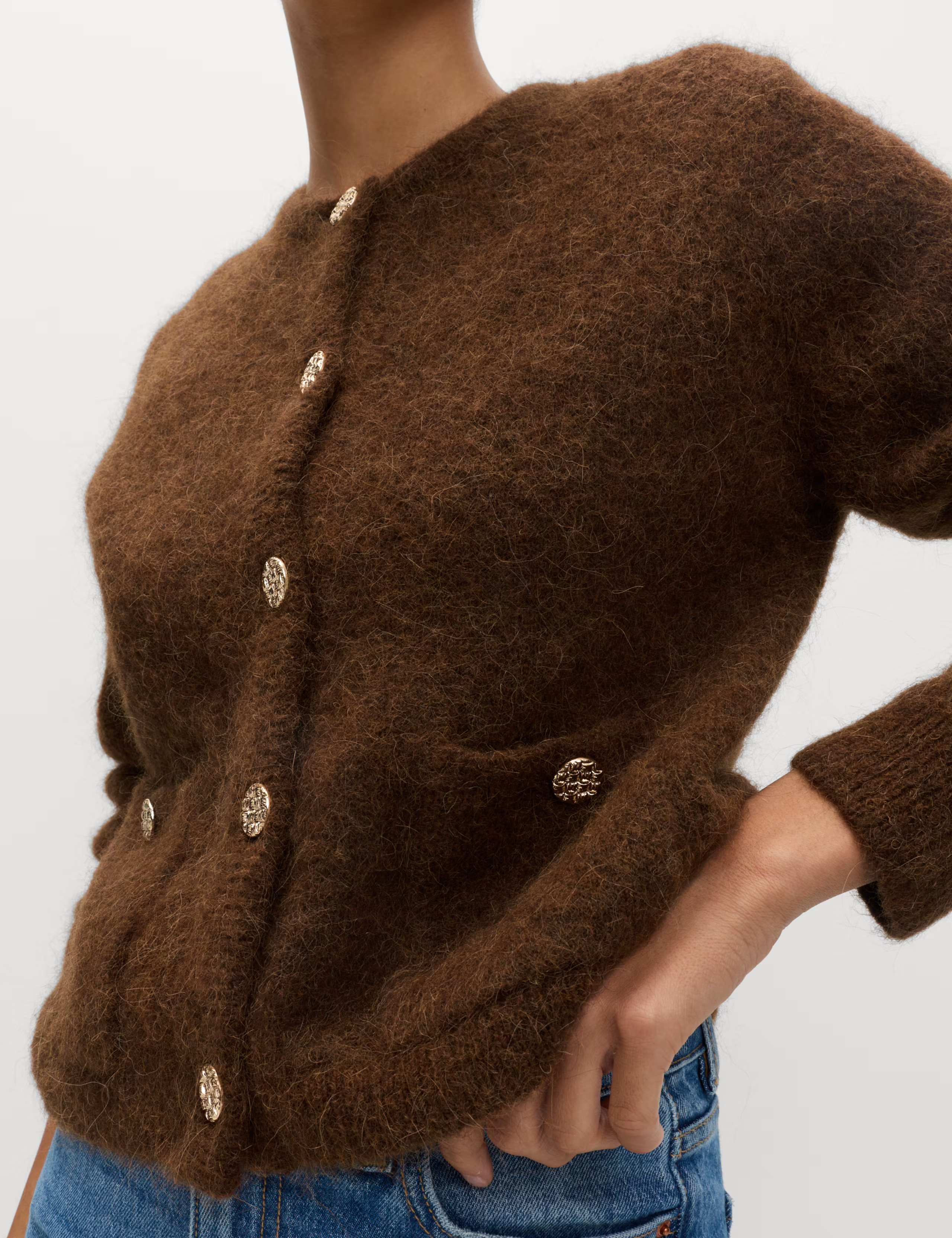 Alpaca Blend Button Front Cropped Cardigan | Marks & Spencer (UK)