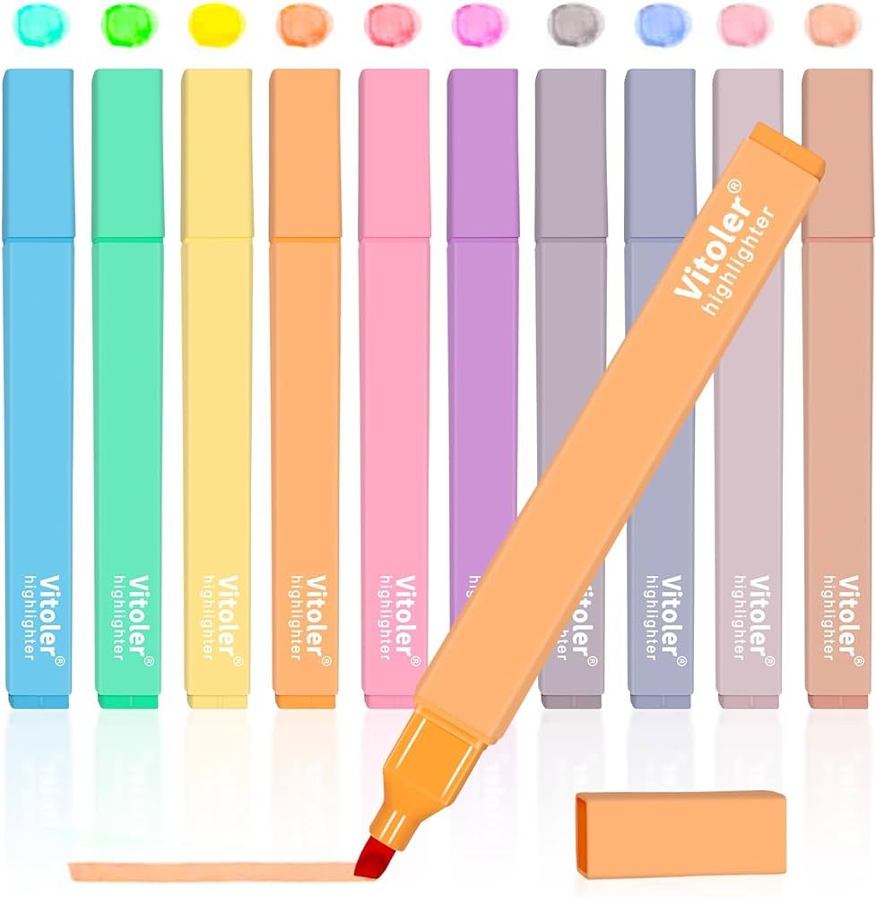 Vitoler Highlighters,10pcs Bible Highlighters,Aesthetic Cute Highlighters,Assorted Colors Pastel ... | Amazon (US)