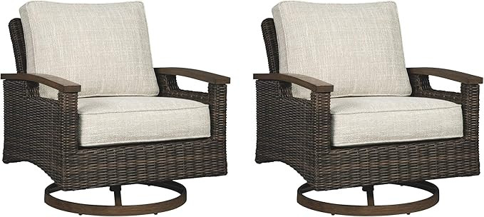 Signature Design by Ashley Paradise Trail Outdoor Swivel Upholstered Lounge Chair with All Weathe... | Amazon (US)