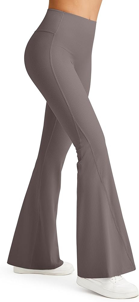 G4Free Ribbed Flare Yoga Pants for Women High Waisted Bell Bottom Leggings Tummy Control Petite/R... | Amazon (US)