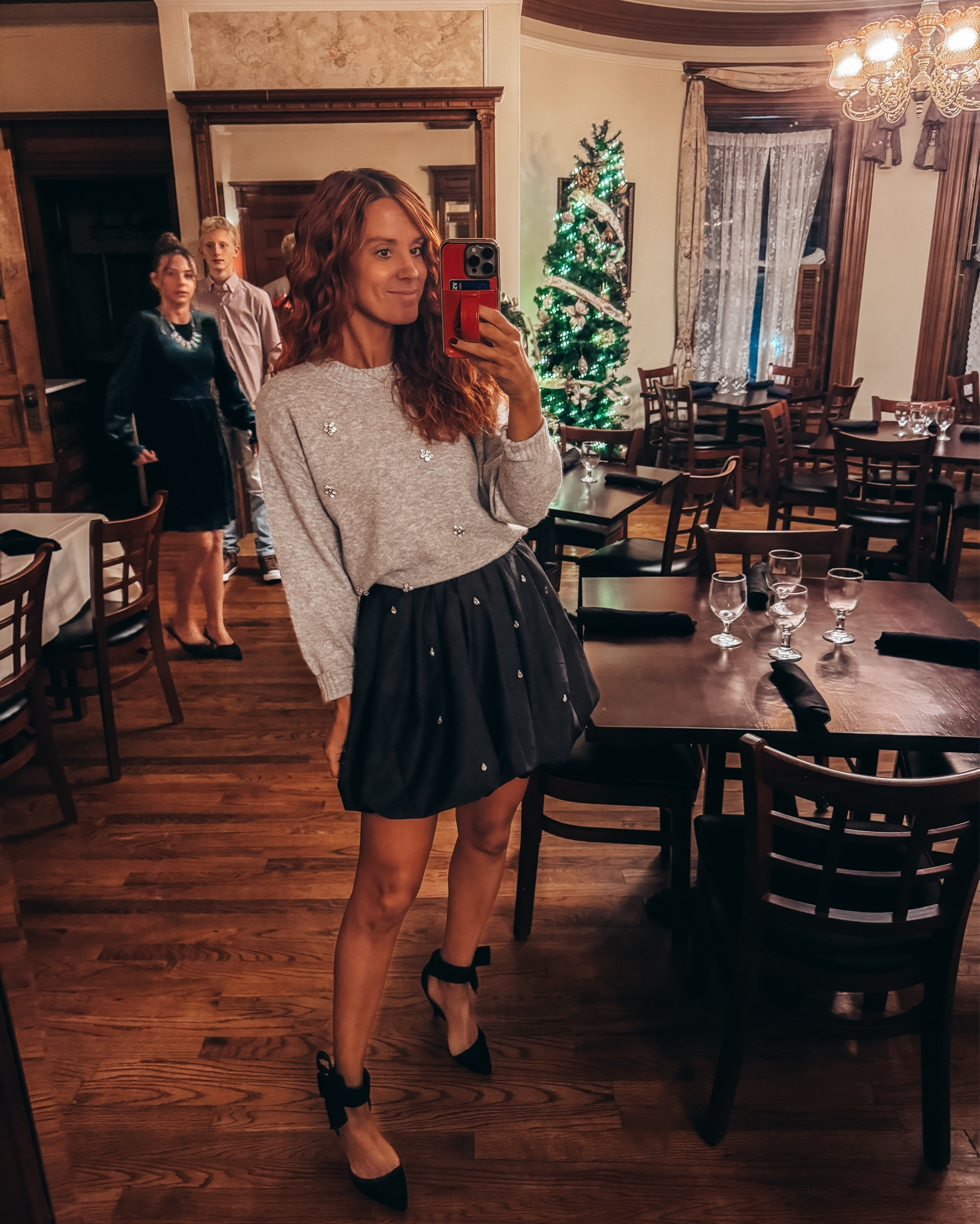 Got dressed up and went out to dinner as a family. No special occasion just enjoyed some family time! Loved putting this fun little festive outfit together! My skirt is 40% off and my sweater is $26 today! 

#LTKSeasonal #LTKHoliday #LTKSaleAlert
