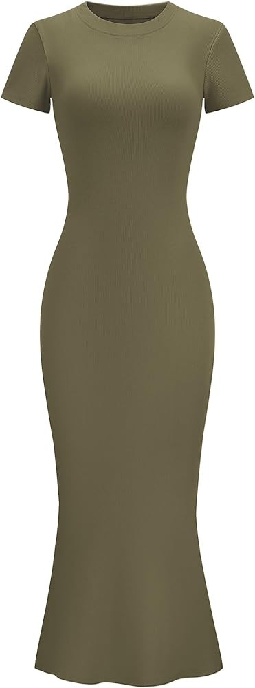LOMON Women Fishtail Hem Ribbed Maxi Dresses Summer Casual Stylish Y2k Sexy Fitted Lady Elegant C... | Amazon (US)