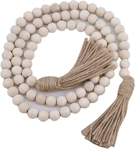 ZALING Wood Bead Garland Rustic Decor Bedroom Wall Decorations Farmhouse Ornament Woven Wall Hang... | Amazon (US)