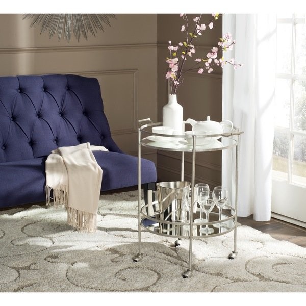 Safavieh Lavinia Silver/ Mirror Top Bar Cart | Bed Bath & Beyond