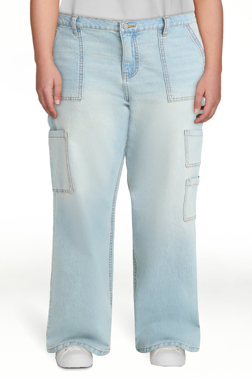 No Boundaries Wide Leg Cargo Pants, 31'' Inseam, Women's and Women's Plus | Walmart (US)