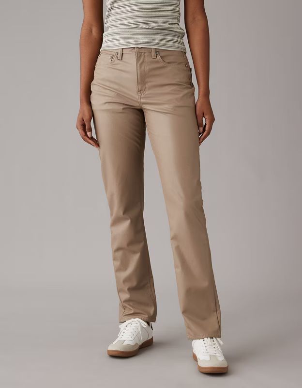 AE Stretch Vegan Leather Super High-Waisted Straight Pant | American Eagle Outfitters (US & CA)