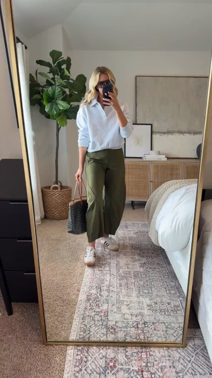 This is such an easy fall outfit formula: a crisp white collared top, olive pants and sneakers. The mix of classic neutrals makes it feel pulled together while still being comfortable enough for everyday plans.

white pullover, olive pants, olive green outfit, casual fall outfit, everyday outfit formula, neutral fall style, sneaker outfit, comfortable fall outfit, travel outfit, women’s fall fashion, transitional fall style, HauteandHumid

#LTKootd #LTKSeasonal #LTKOver40