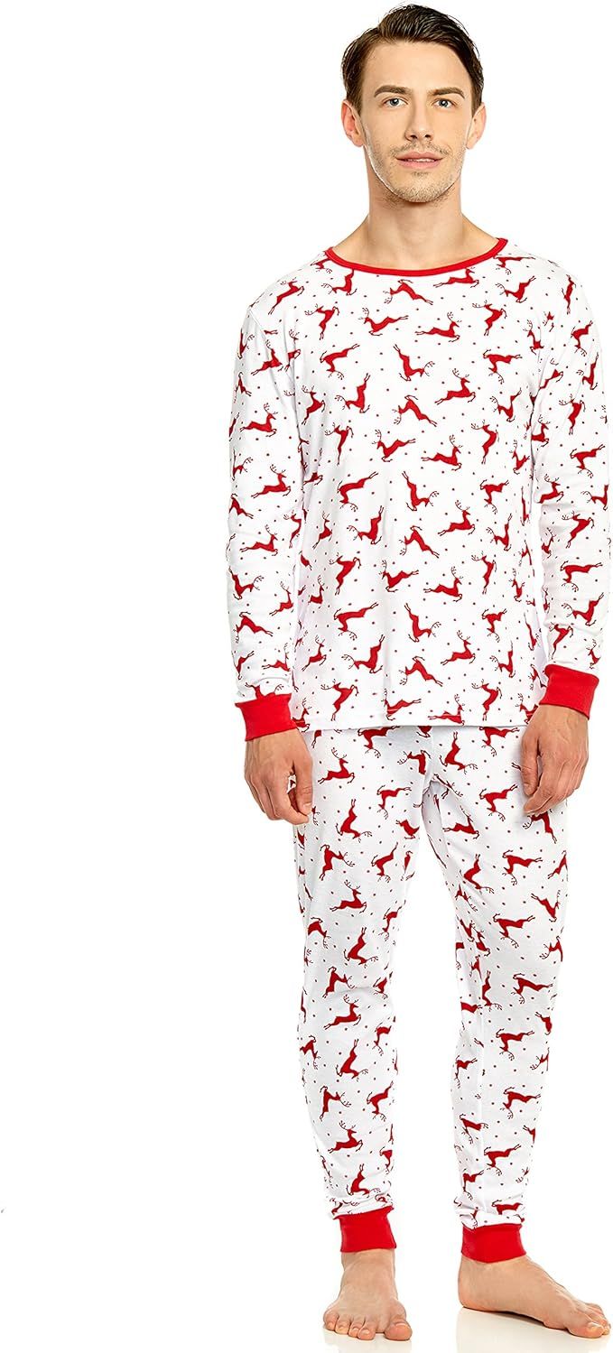 Leveret Men's Pajamas Fitted Striped Christmas 2 Piece Pjs Set 100% Cotton Sleep Pants Sleepwear ... | Amazon (US)