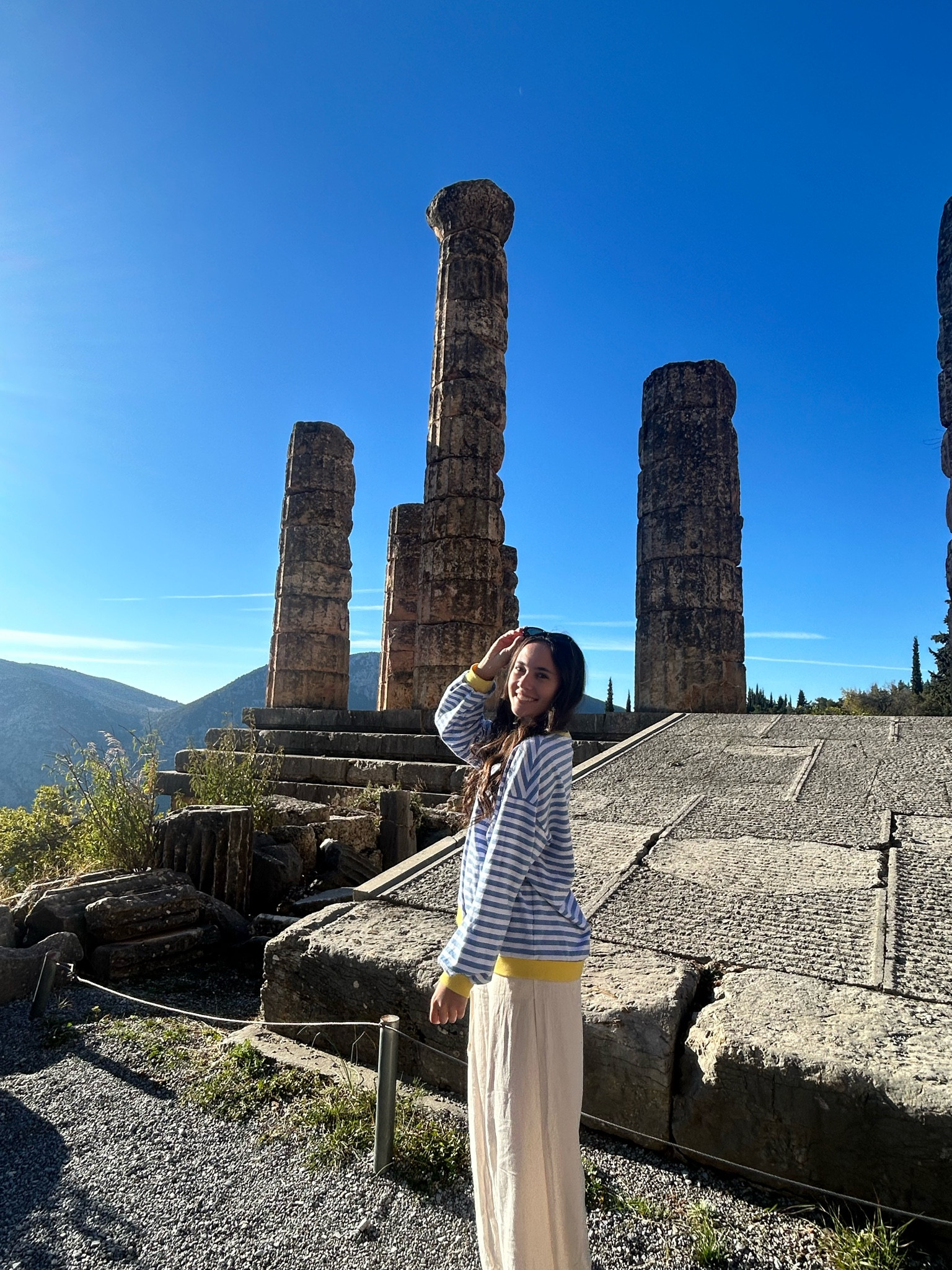 Greece Delphi outfit 
Top- S/M or 1s
Bottom- S
Shoes - 8

#LTKTravel #LTKSaleAlert #LTKStyleTip