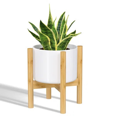 Bamboo Plant Holder Mid Century Modern Plant Stands For Indoor Plants Flower Pot Stand Hold Up To 8.6 Inch Planter( Wood ) | Wayfair North America