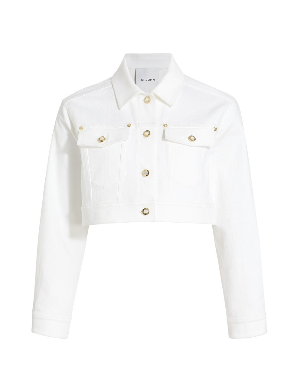Women's Stretch-Cotton Cropped Jacket - White - Size Large | Saks Fifth Avenue