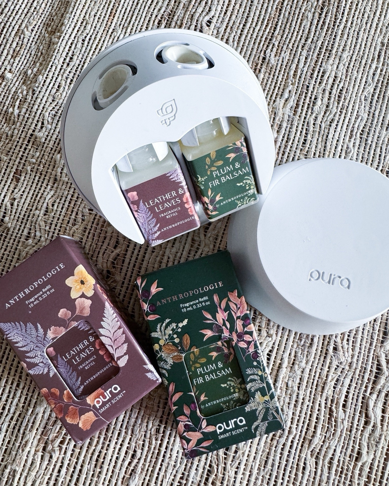 November scent refresh. Updating our home fragrances for the month & these two are unreal for fall. Leather & Leaves + Plum & Fir Balsam make the house smell like you just walked into a luxury mountain lodge. We’ve been long-time Pura fans, & the Anthropologie collab scents never miss. For reference, our home is 4,500 sq. ft. we have 4 Pura diffusers (3 upstairs, 1 downstairs) & it keeps everything smelling fresh without being overpowering.

Pura smart diffuser - Pura home fragrance - Anthropologie home scent - Leather and Leaves Pura - Plum and Fir Balsam Pura - Pura refill scents - Best fall home fragrances - Luxury home scent ideas - Cozy fall home decor - Anthropologie Pura collaboration - Fall scent favorites - Home fragrance refill - Smart home fragrance system - Pura wall diffuser - Seasonal scent refresh - Fall home inspiration - Holiday home fragrance - Cozy home essentials - Warm and woody scent - Amber and balsam scent - Clean home scent ideas - Fall scent must haves - Best fragrances for fall - Pura diffuser favorites - Anthropologie home collection

#LTKGiftGuide #LTKHome #LTKHoliday