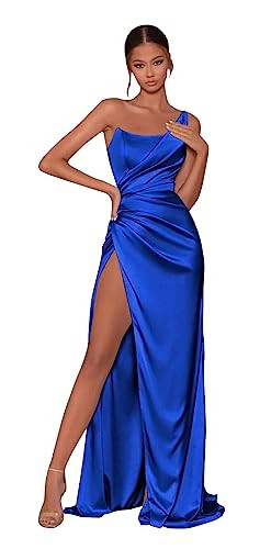 Long Prom Dress with Slit One Shoulder Mermaid Bridesmaid Dresses for Women Formal Evening Gown | Amazon (US)