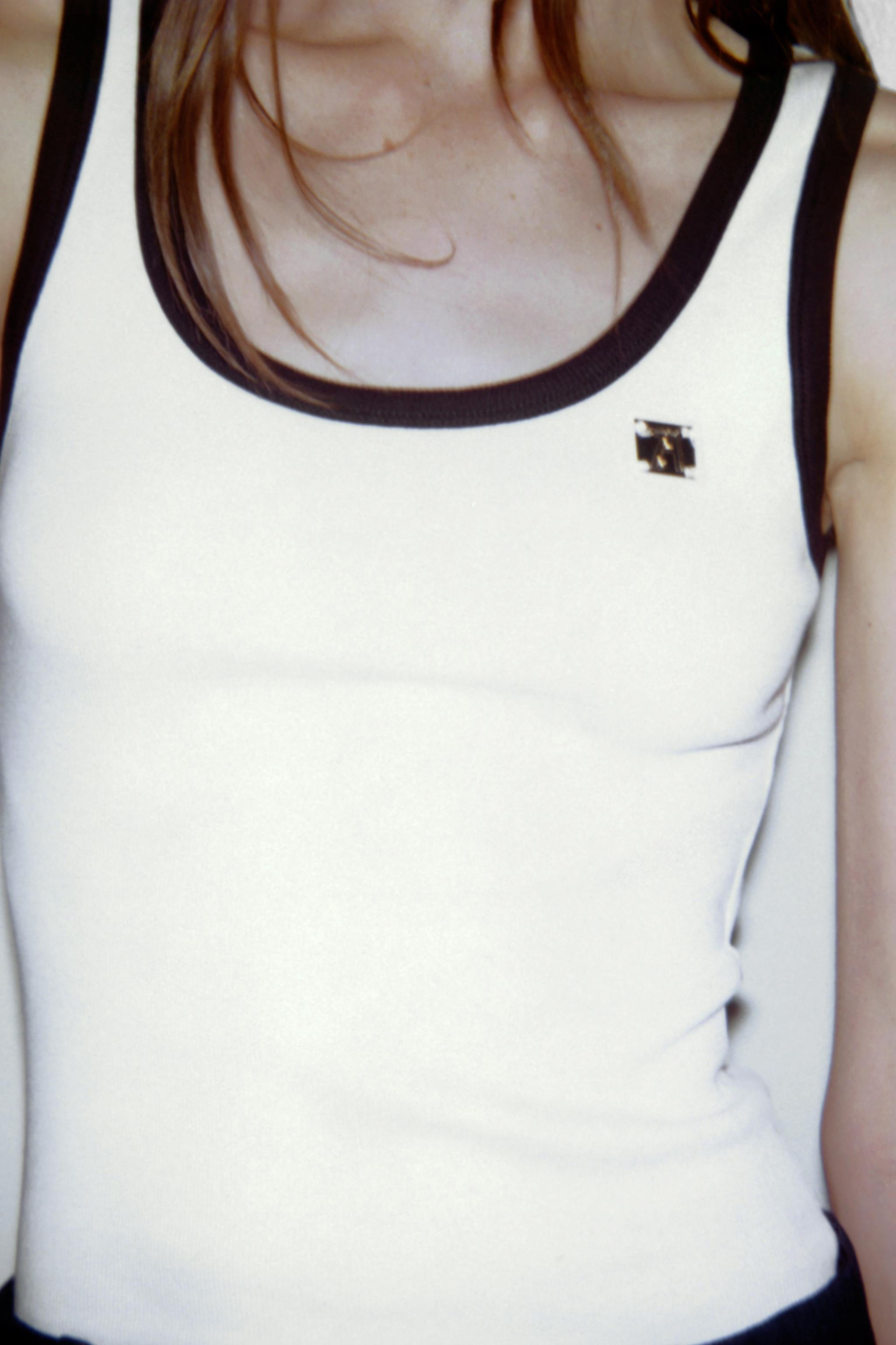 ZARA TOP WITH CONTRAST TRIMS AND BROOCH | Zara UK